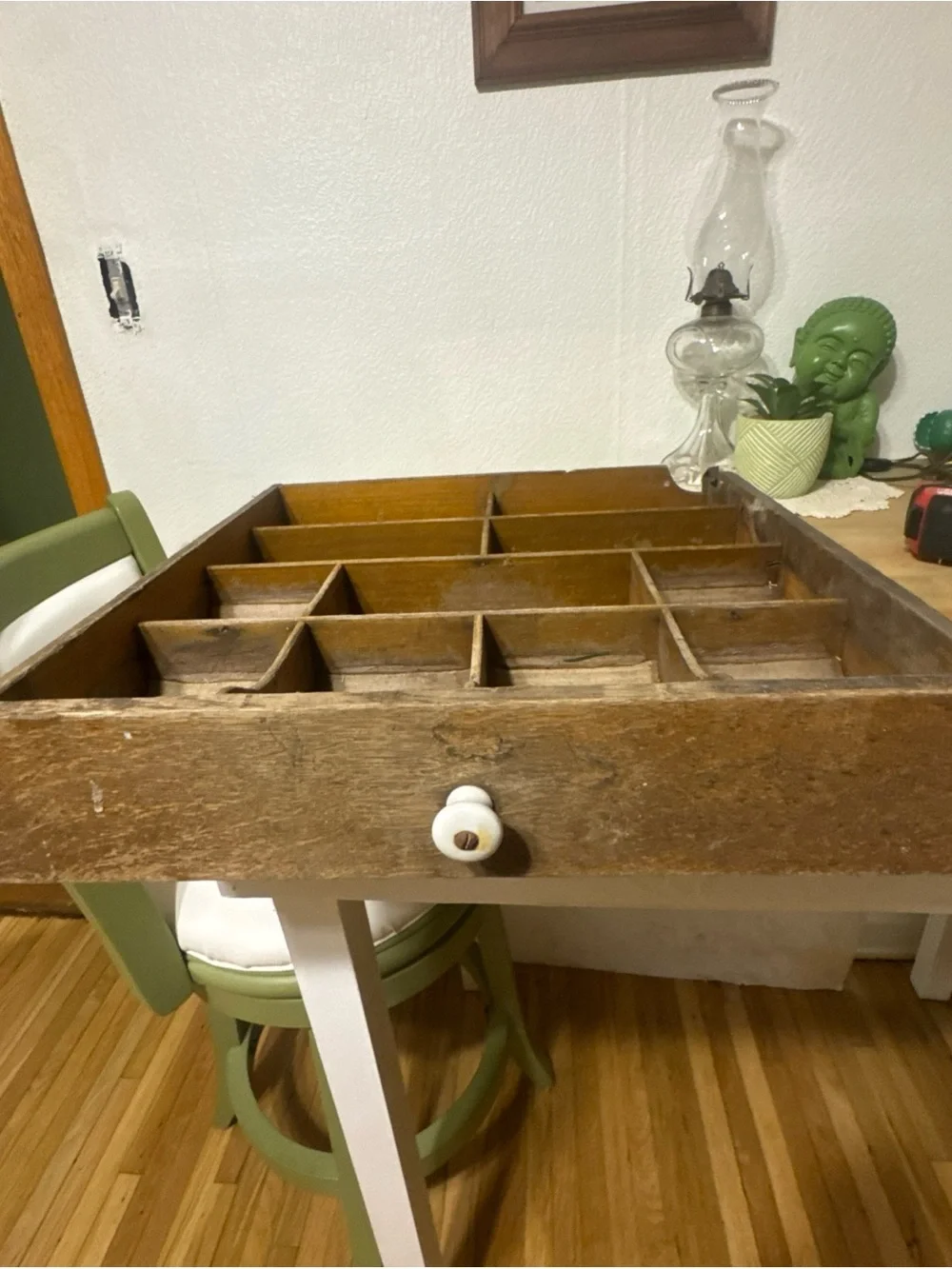 Vintage Wooden Shadow Box Wall Shelf – Rustic Farmhouse Cubby Display